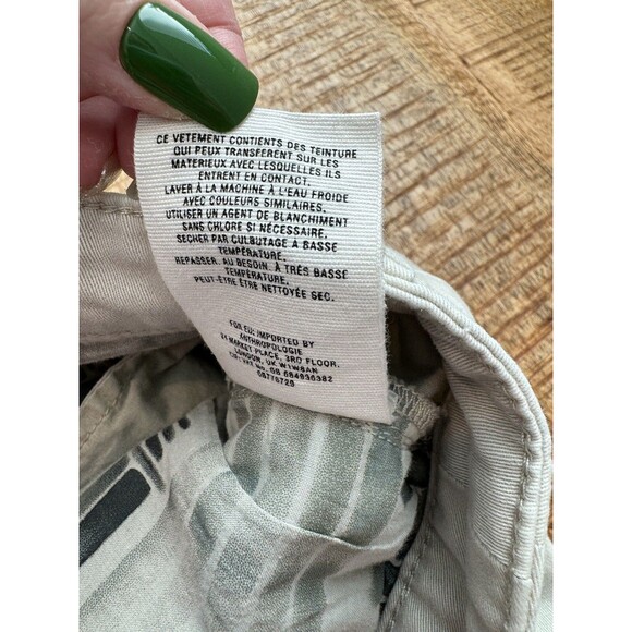 Anthropologie Womens Patchwork Relaxed Mid Rise Straight Leg Chino Pant Beige 28 - Picture 9 of 13